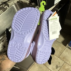 Crocs Classic I Am Butterfly Glitter Purple Clog US 4 Unisex Kids Slip On