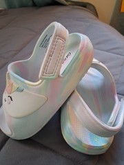Cat & Jack Unicorn Slide Sandals Hook & Loop Strap Multicolor/White Kids 8