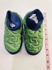Acorn Down-Filled Fleece Lined Booties Dark Green/Navy Kids Size 11-12 Age 3-7Y