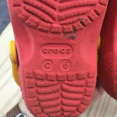 Crocs Shoes Children 6 Mickey Mule Clogs Red Slip On Perforated Closed Toe Flats