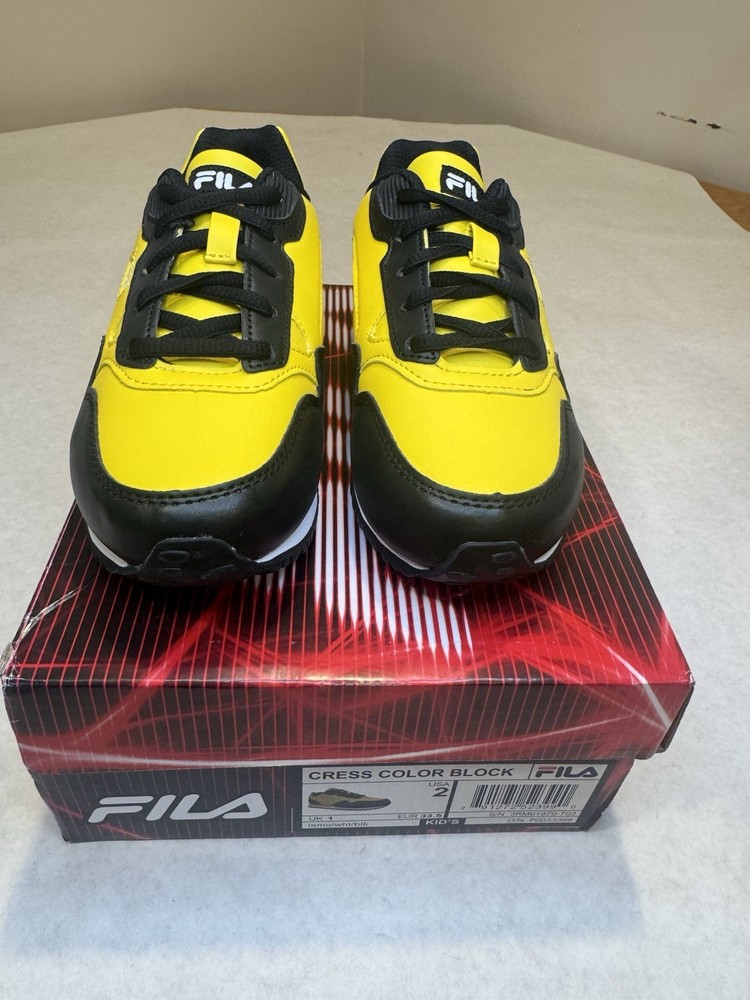 Fila Cress Color Block, Kid (SIZE 2), Black/Yellow/White