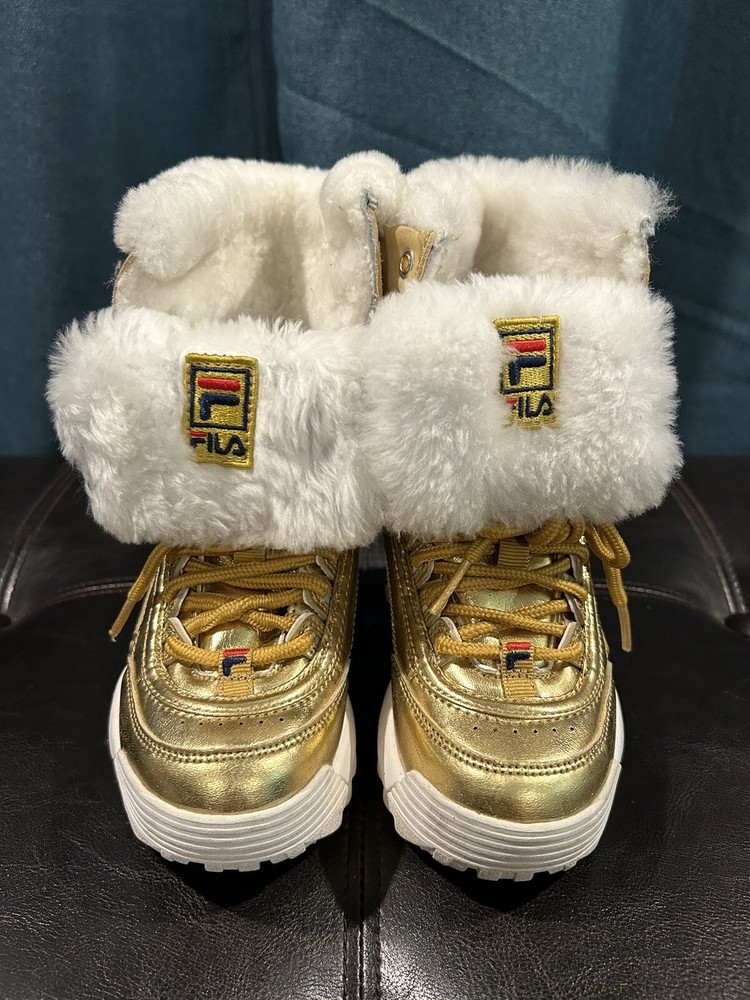 Fila Disruptor Gold Classic Fur Lined Winter Boots Kid’s Size 12 3HM00559-721
