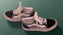 Vans Old Skool Kids Shoes Size 1 Color Black Gray & Green. Excellent Condition!
