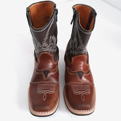 Kids Leather Cowboy Zip Boots Sz 11Y Bull Rodeo Brown Mexico Nino 18 By Carreta
