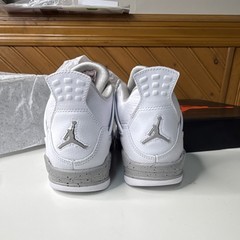 Jordan Air Jordan 4 Retro GS White Tech Grey Red Black Leather 4.5Y DJ4699-100