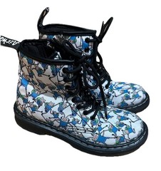 Doc Martens X Delaney Brooklee Adventure Time Finn Print Canvas Boots Kids Sz 13