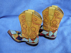 PATCHWORK LEATHER~KIDS COWBOY BOOTS~COLORFUL~WESTERN SQUARE TOE~HECHO EN MEXICO!