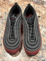 Nike Air Max 97 Black Red White Unisex Kids US 6Y Sneaker Synthetic Leather