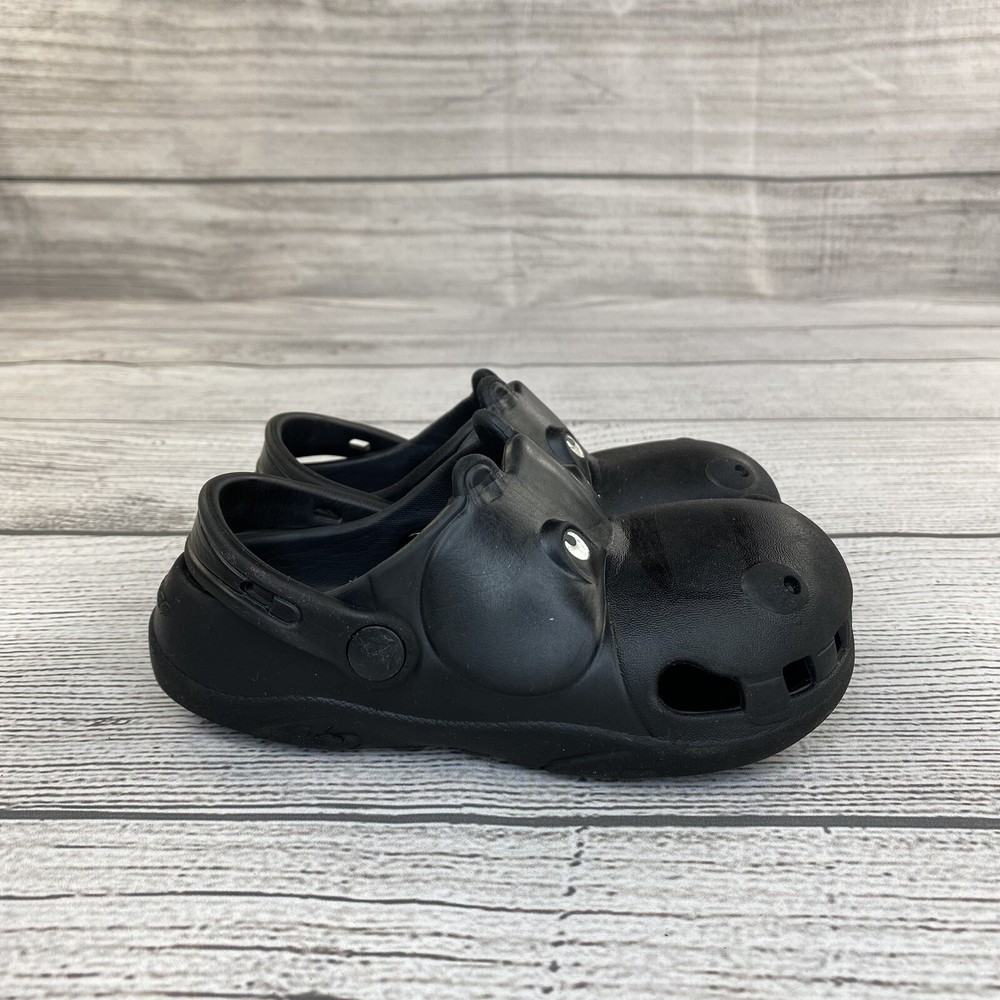 Skechers Hippo Mule Shoes Clogs Youth Size 10 Slip On Ankle Strap Sandals Black
