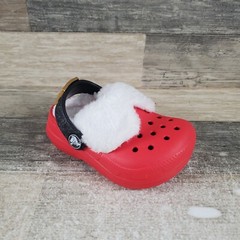 Crocs Classic Lined Clogs Sandals Sz 8 C8 Red Round Toe Slip-On Christmas