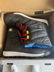 Sorel Whitney II Puffy Mid Waterproof Boots Grey Blue Red NY3903-093 Kids Size 6