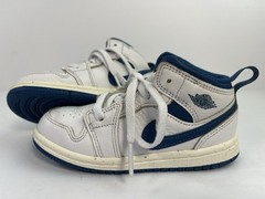 Air Jordan 1 Mid SE TD Kids Size 9C White Sail Industrial Blue FN7537-141