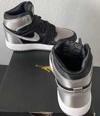 Jordan 1 Retro High OG PS Kids Sneakers Black Silver White Size 11C
