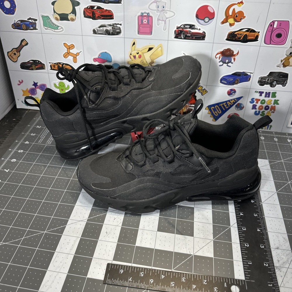 Nike Air Max 270 React Triple Black Athletic Shoes 7 Y Womens 8.5