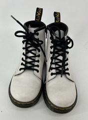 Dr Martens Zavala J Kids Boots White Leather Combat Side Zip UK 12 US 13 EU 31