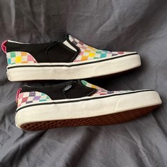 Vans Asher Party Checkerboard Shoes Rainbow Checker Kids Slip On Size 3