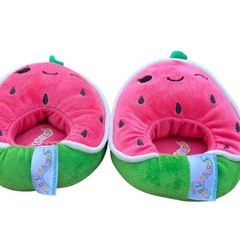 Squishmallows Wanda Watermelon Plush Slippers Pink/Green Girls 7-8