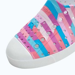 Native Kids Jefferson Sugarlite Sandals Shoes – Shell White/ Pastel Multi Stripe