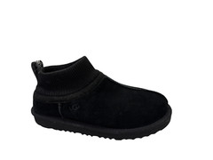 UGG Kid’s Ultra Stretch Cuff Black Suede Slippers 1157702K