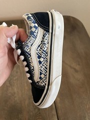 Vans V Kids Logo Old Skool Off the Wall Size 12 Blue White Suede Lace Up