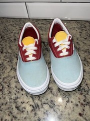 Vans Classic Blue Maroon And Yellow Shoes Size 4.5 Juniors Pre Owned