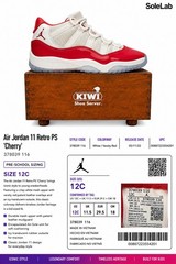 Nike Air Jordan 11 Retro PS Cherry Kids 12C White Red 378039-116