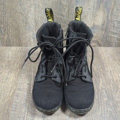 Doc Dr Martens Boots Combs J Combat Lace Up Black Canvas Zip Youth Kids Size 3