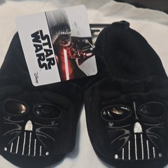 Star Wars Darth Vader Kids Slip-On Slippers Black US 7-8 Embroidered