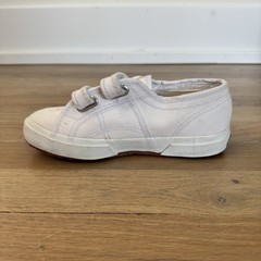 Superga Classic Youth Canvas Hook and Loop Low Top White Sneakers Size 1