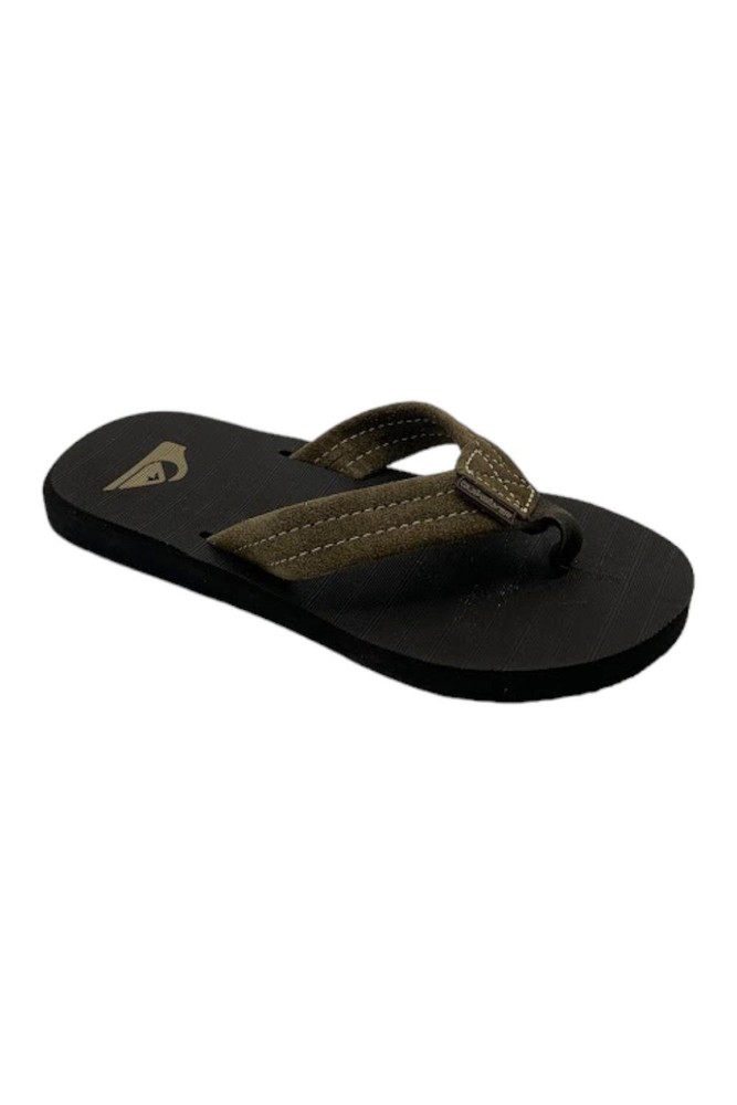 Quiksilver Youth Carver Suede Fixed Strap Kids Flip Flop Sandal Brown