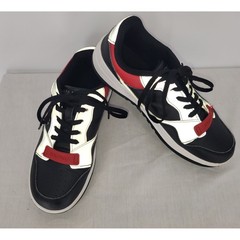 Nautica Seaspray Kids Sneakers Black White Red Reflective Low Top Shoes