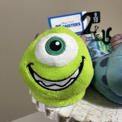 NWT Disney Pixar Monster Inc. Pull On Slippers Rubber Sole Kids 9-10 Blue/Green