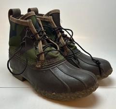 LL Bean Boots Camo Lace Up Unlined Hunting Duck Outdoor Kids Sz 4 Camouflage