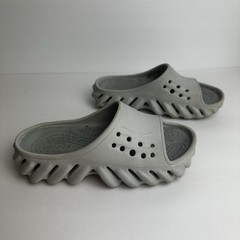 Crocs Echo Slides Junior Size 1 Shoes Gray Grey Outdoor Beach Travel Pool Summer