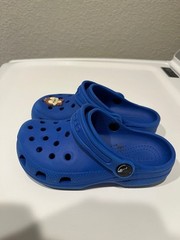 Crocs Classic Clogs Blue Kids Size 11C with Monkey Jibbitz Charm