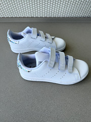 ADIDAS STAN SMITH CF C White w/Silver Leather Lifestyle, Size 2.5, NEW