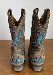 Dan Post Western Cowboy Boots Brown Turquoise Leather Snip Toe Size 1 DPC-2113