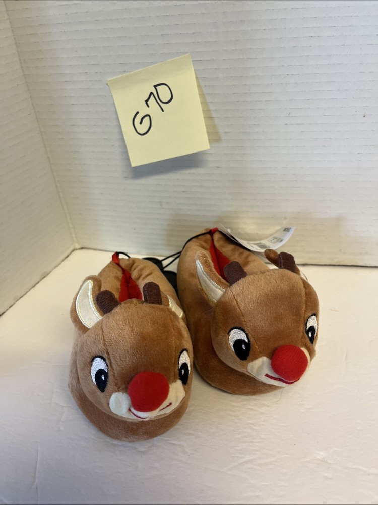 Rudolph The Red Nosed Reindeer Official Licensed Size 4 Youth Slippers Brown NWT