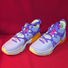 Nike LeBron Unisex Kids Mid Top Basketball Sneakers US 6 Purple White Orange