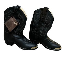 NWT Old West Kids black synthetic leather cowboy boots 12.5 Black