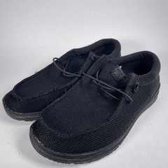 Size J4 – Hey Dude Wally Youth Funk Mono Shade Black Casual Mesh Shoes Slip On