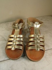 Garnet Hill Kids Lucca Gold Gladiator Strappy Sandal Shoes Size Children’s 12