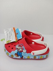 Crocs Super Mario Bros Light Up Clogs Kids Size C9 Red Comfort Slide NEW!