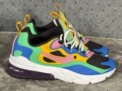Nike Air Max 270 React Shoes Youth Size 4Y Multicolor Rainbow Running CU4668-001