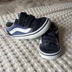 VANS Old Skool Blue/White Hook & Loop Canvas Sneakers Unisex Kids toddler US 6.5