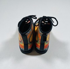 Peace Sign Combat Boots Size 5.5 EU 36 Orange Psychedelic Ankle Lace Up