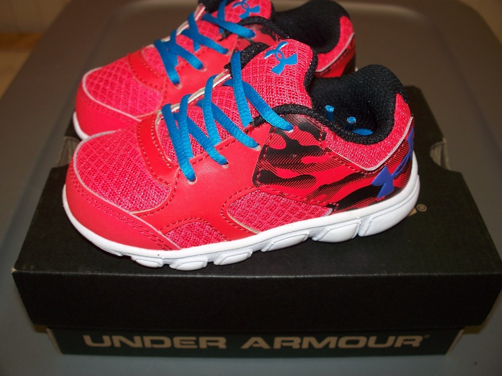 Under Armour B INF Thrill L Red Black Blue Sneakers New Kids Toddlers 6K,7K,8K