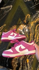 Nike Dunk Low Pink/White Leather Low Top Lace-Up Sneaker 5.5Y FJ0704-100