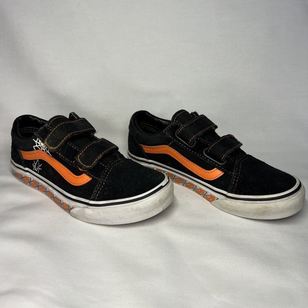 Vans old skool Halloween Black/Orange Size 1.5 US Kids Spiders & Webs