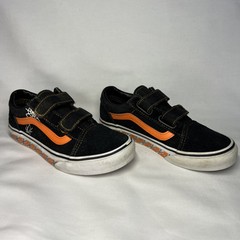 Vans old skool Halloween Black/Orange Size 1.5 US Kids Spiders & Webs